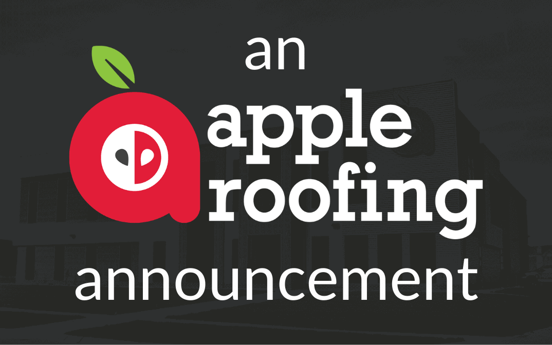 An Apple Roofing Announcement Logo