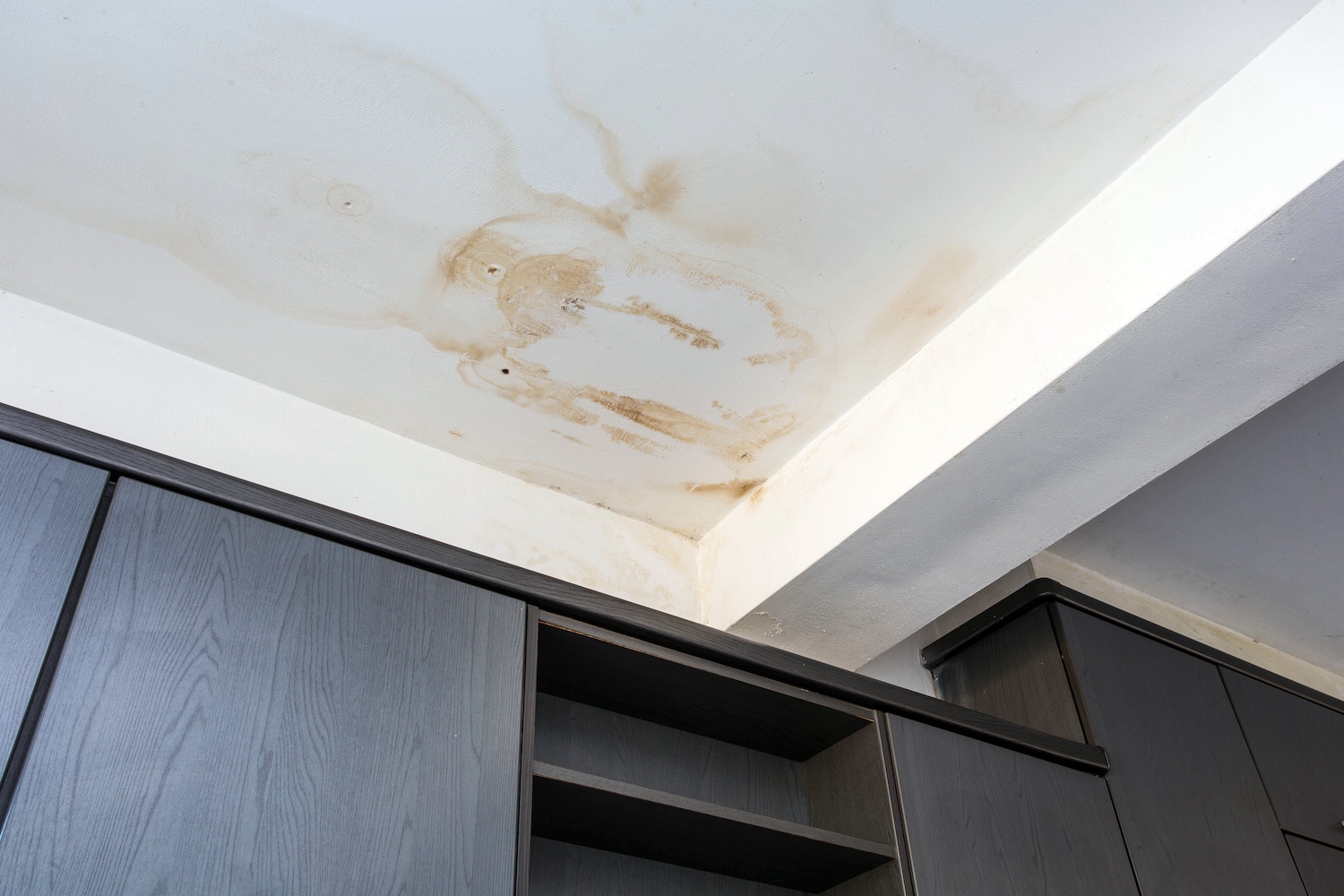 Water leak damage on home ceiling