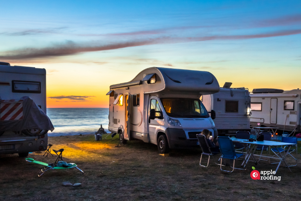 Campers at lake