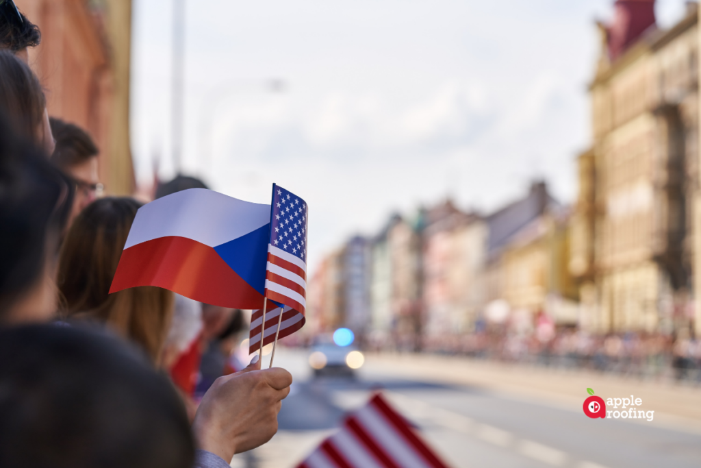 Czech and American Flag