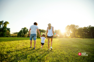 Family Outside Walking