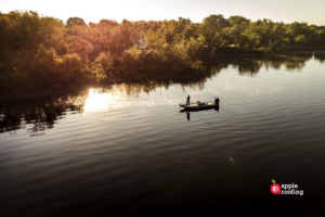 Fishing boat on lake