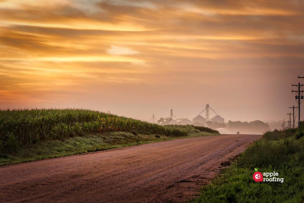 Gravel road sunset