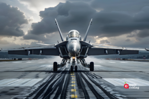 fighter plane landing on runway