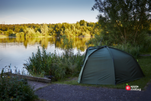 Tent next to water