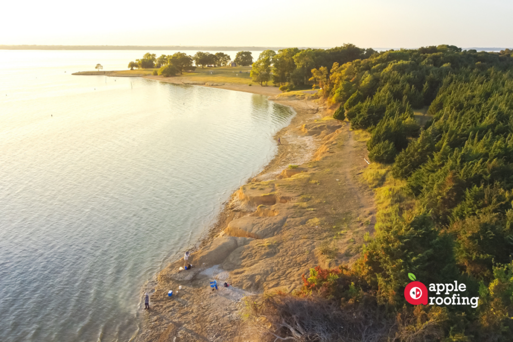 Sandy shore along lake