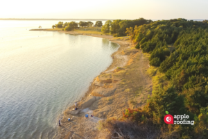 Sandy shore along lake