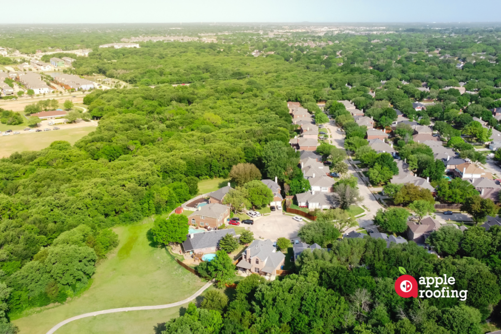 Aerial view of neighborhood