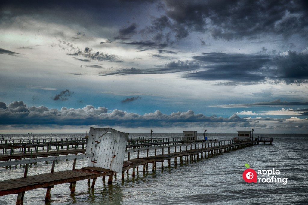 Fishing pier with clouds