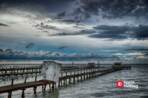 Fishing pier with clouds