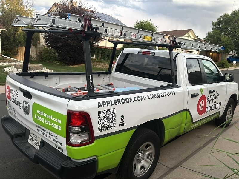 Apple Roofing truck